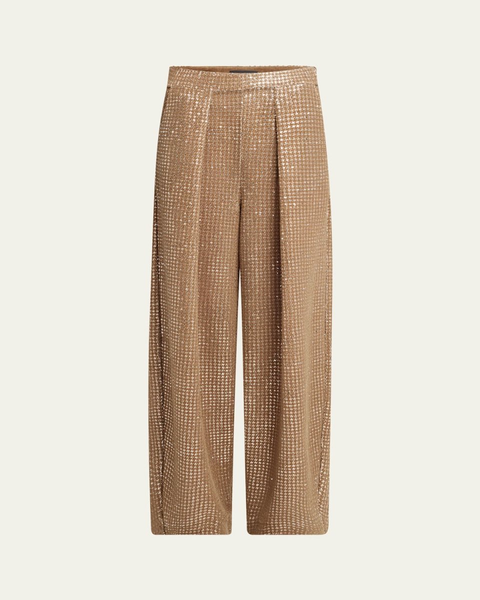 Sequined Jersey Pleated Trousers